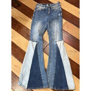 Vervet Jeans 3-tone Patchwork Panel Flare High Rise Bell Bottom Y2K Festival 25